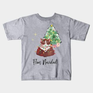 Fleas Navidad! (Feliz Navidad) Merry Christmas Festive Cat Kids T-Shirt